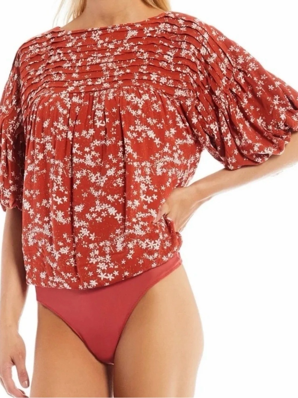 Intimately FREE PEOPLE Dessa Bodysuit Floral Rust XS